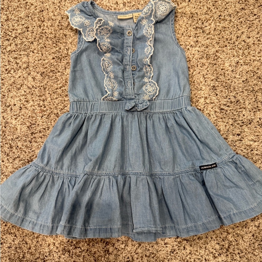 Calvin Klein Blue Ruffled Tiered Sundress